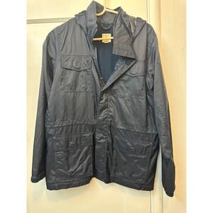 Lands End Kids‎ Navy Blue Fleece Lined Hooded Field Jacket Parka Size L 14-16